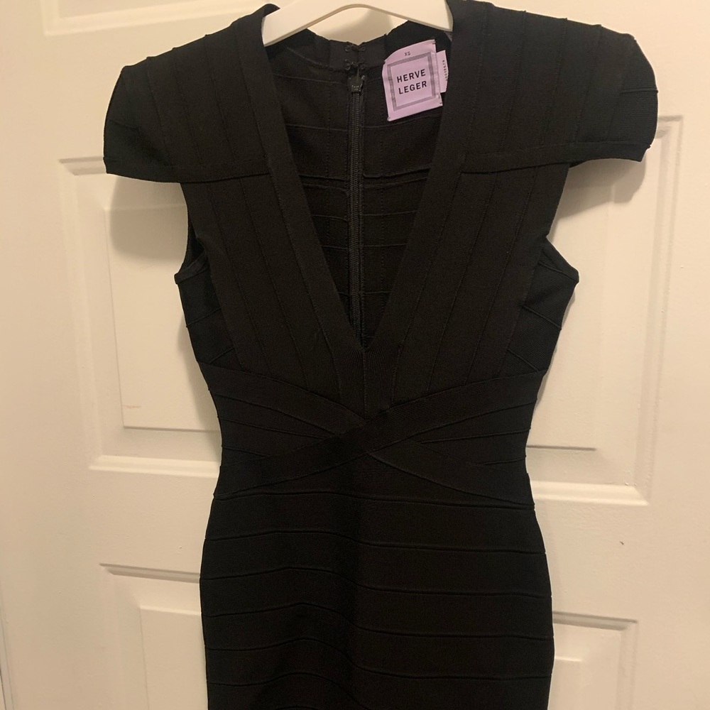 Herve Leger Black Bandage Dress, Size XS